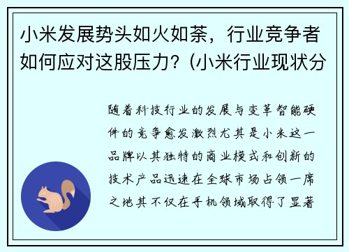 小米发展势头如火如荼，行业竞争者如何应对这股压力？(小米行业现状分析)